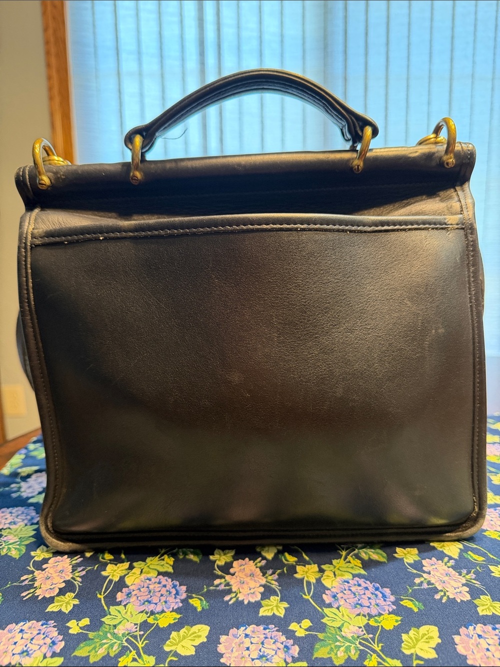 Vintage Coach Willis 9927 Handbag Leather Crossbody Satchel Navy / Gold Hardware - Picture 3 of 7